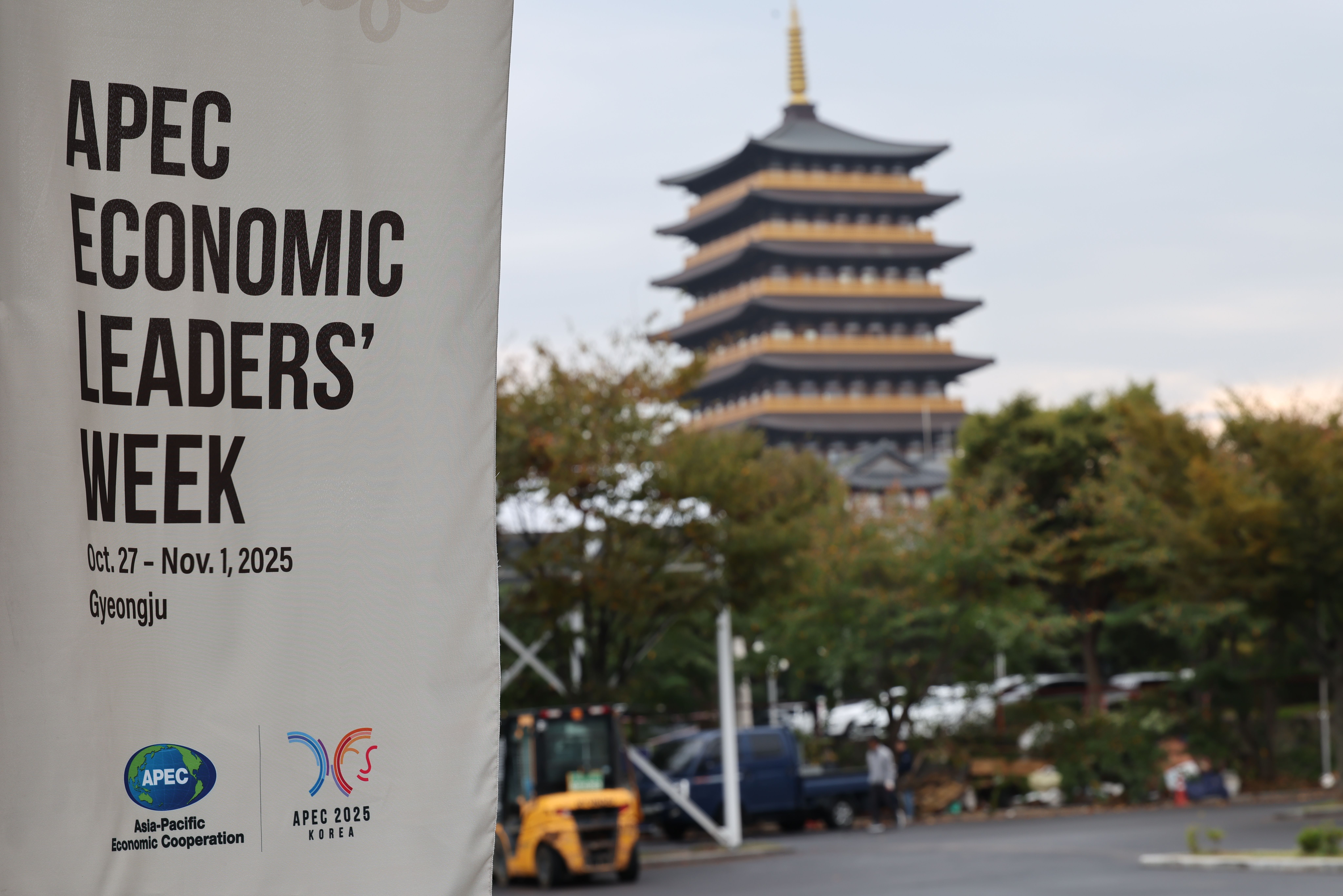 会场外的旗帜。肖翊 摄